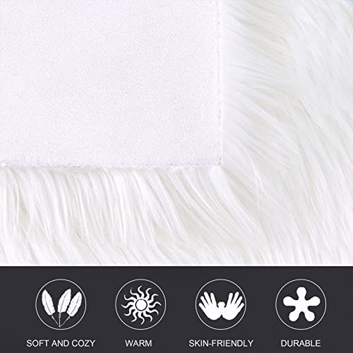 Yj.gwl Soft Faux Sheepskin Fur Area Rug, Luxury Fluffy Rug For Sofa Bedroom Living Room Nursery, Shaggy Chair Cover Seat Pad Plush Carpet 2 X 3 Feet Irregular White #TOP3