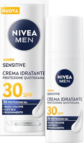 NIVEA MEN Sensitive Feuchtigkeitscreme für Herren, täglicher Schutz, LSF 30, 50 ml, Gesichtscreme für Herren mit VitaminPRO-Komplex, schützt vor UVA/UVB-Strahlen, blauem Licht und Verschmutzung