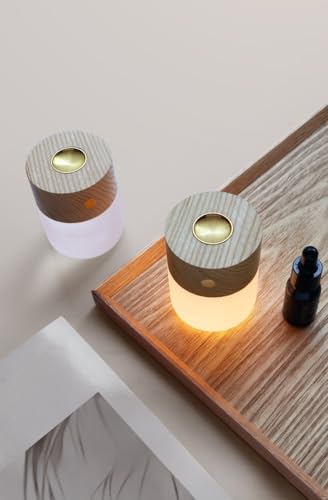 Aimvora天然木製無水アロマディフューザー 加熱式芳香機 充電コードレス 静音照明搭載 卓上インテリア 寝室リビング香り拡散器具 (アッシュウッドカラー)