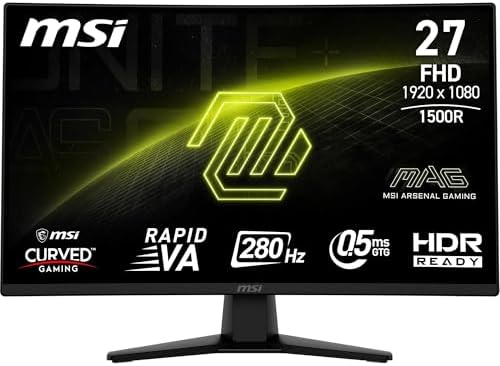 MSI 27" MAG 274CXF Gaming Monitör, FHD, 16:09 Curve 1500R Rapid VA, 280Hz 0.5ms (GTG) Adaptive-Sync, Siyah - Görsel 1
