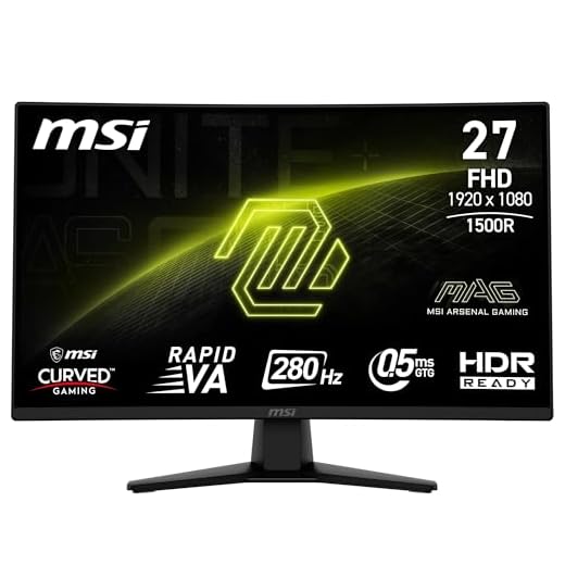 MSI MAG 274CXF 27 inch FHD gebogen gaming monitor - Rapid VA paneel 1920 x 1080 1500R, 280Hz, 0,5ms, HDR Ready, AMD FreeSync Premium, AI Vision, HDMI 2.0b, DP 1.2a, kantelbaar, VESA compatibel, zwart
