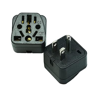 2-Pack US Travel Plug Adapter,EU,UK,AU,CN,JP,Italy,Brazil, Switzerland To USA(Type B);3 prong Grounded USA Wall Plug,Power Outlet Wall Charger Converter (Black)