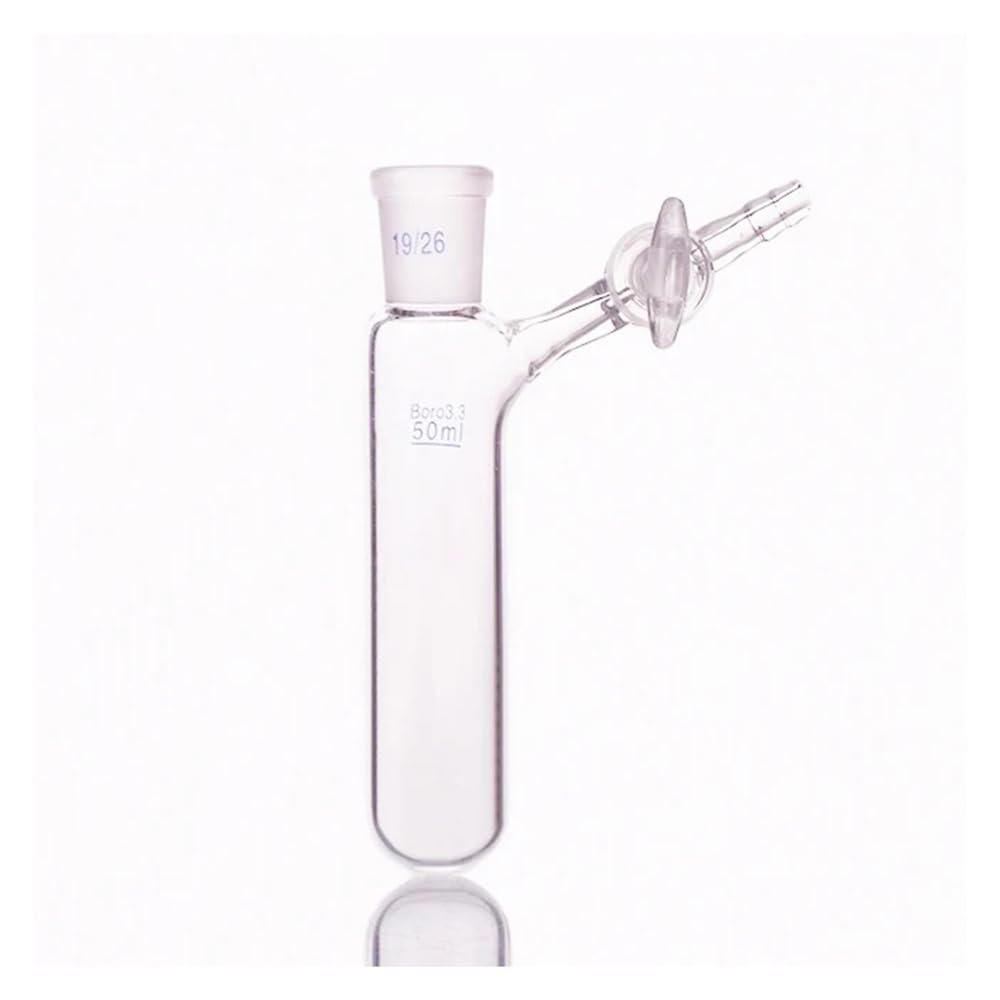 Vetreria da laboratorio Provetta di reazione in vetro borosilicato ad alto tenore di carbonio con valvola in vetro e bocca standard da 50 ml e giunto 19/26
