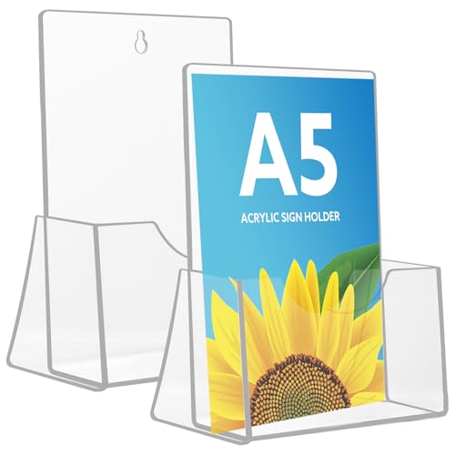 Thboxes A5 Leaflet Holder 2 Pack Clear Acrylic Brochure Stand