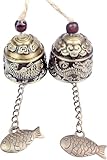 YOFAN® 2Pcs Vintage Dragon and Fish Fengshui Bell Good Luck Bless Home Garden Hanging Windchime