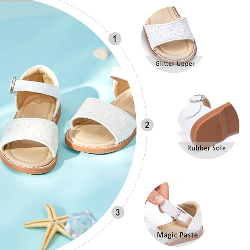 Image of Otter MOMO Girls Open Toe Princess Flat Sandals with Comfort Sole Summer Sandals