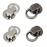 20 Set Flat Studs Rivets with D Ring and Screws Rotate Ball Post Head Buttons for DIY Leather Belt Collar Handbag Phone Case (Silver and Gun Black)