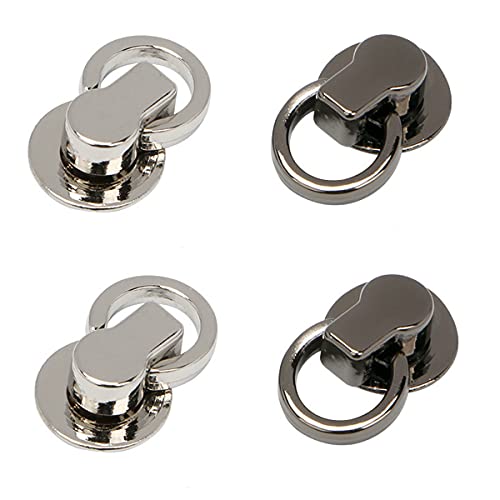 20 Set Flat Studs Rivets with D Ring and Screws Rotate Ball Post Head Buttons for DIY Leather Belt Collar Handbag Phone Case (Silver and Gun Black)