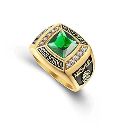 Mementos USA Premium American Brand Class Ring for Men – Express 5 Day Option - Deluxe Collection – Genuine 925 Sterling Silver or 10KT Gold – Customized High School College University Class Ring – Graduation Gifts3