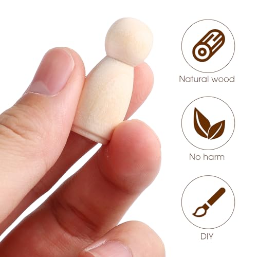 Stobok W20219M53JVD Christmas Doll 40Pcs Wooden Peg Dolls Unfinished Peg People Unpainted Wood Figures Decorative thumb #2