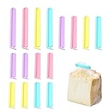 QUOBY 16-PCS Food Bag Clips - Plastic Clips for Snacks,Cereal,Bread Bags (2.6' Small, 3.5' Medium, 5.5' Large) | Airtight Seal Keeps Food Fresh | Pantry & Kitchen Organization Essentials (16Suit)