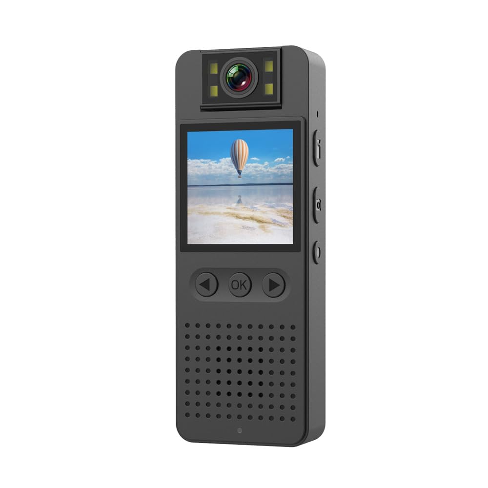 Andoer Videocamera HD 1080P con registrazione audio e video Obiettivo ruotabile a 180° Durata della batteria di 4-5 ore Videocamera clip-on con visione notturna Connessione WiFi