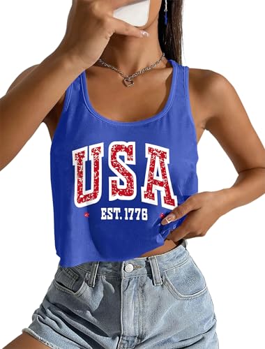 Image of Ithalt Womens American Flag Shirts 4th of July Outfits USA T-Shirt Patriotic Tank Shirt Fourth of July Sleeveless Tops