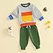 Toddler Baby Boy Outfit Fashion Colorful Patchwork Striped Shirt Sweatshirts Pant Fall Clothes 6M 12M 18M 2T 3T 4T (Green, 6-12 Months)