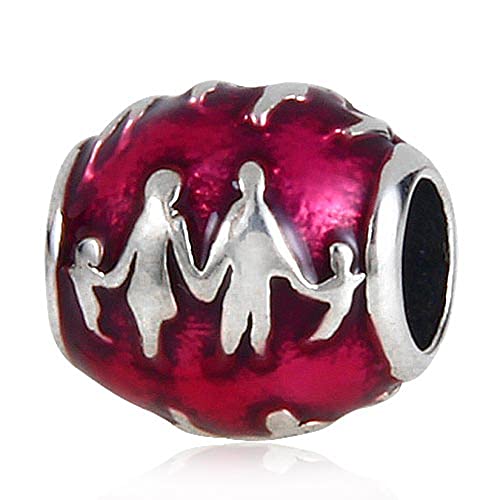 GEMDAZZ Family Cartoon Series Charm, 925 Sterling Silver Barcelona Landmark, Castle, Rotal Crown Pendant Beads, Gift for Mother/Father/Daughter/Son2