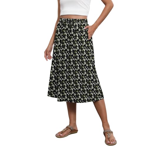 Image of Witsmile Flowy Skirt Elastic High Waist A-Line Skirt with Pockets Bohemia Cover-up for Women 2026 Trendy(S-2XL)