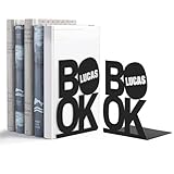 Personalisierte Namens-Metall-Buchenden, Einzigartige Buchstützen für Regale, Rutschfester Buchstopper, Bücherregalhalter für Zuhause, Büro, Studienzimmer, Geschenk für Bücherliebhaber