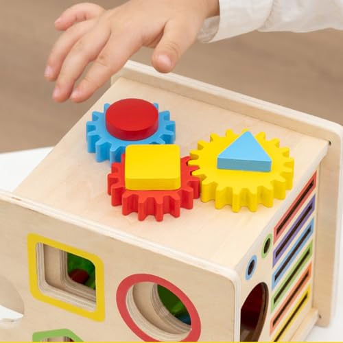 Générique Wooden Activity Cube,8 in 1 Wooden Developmental Educationals Toy - Play Cube - for Party Playroom Classroom Home Birthday Girls Boys Kids 1-6 Years Old – Image 4