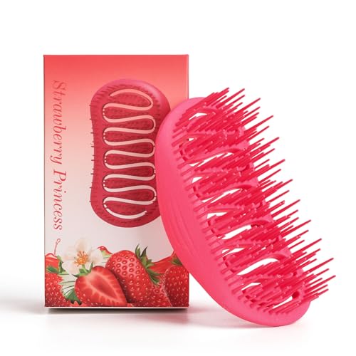 Scalp Massager and Shampoo Shower Brush, Detangling Hair Brush, Scalp Care Hair Brush Wet & Dry detangler for Men and Womenfor Straight/Curly/Thick/Long/Wavy/Damaged Hair, Rose Red