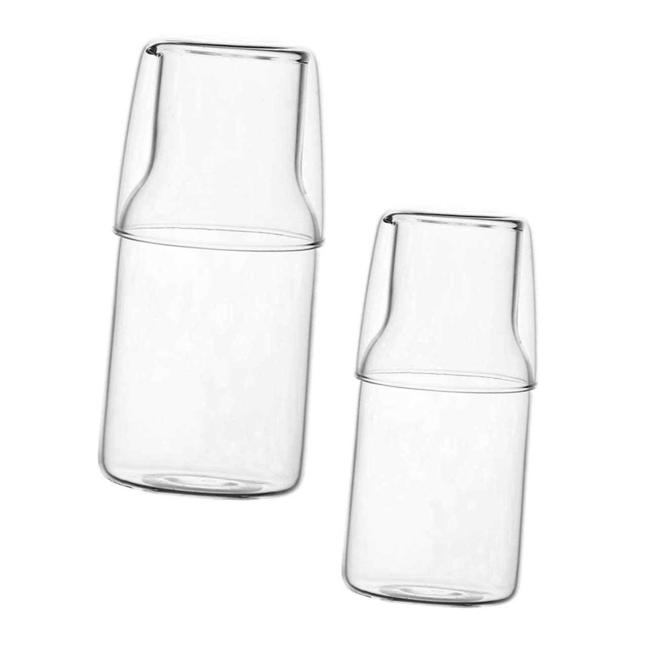 SOLUSTRE 2 Sets Glass Carafe and Cup Transparent Water Jug for Bedroom High Borosilicate Glass Portable Water Pot for Home Accessory for Self Service Entertaining Guests