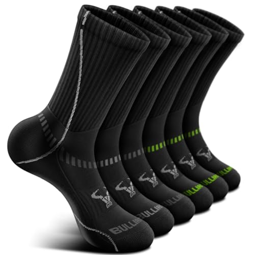 Image of BULLIANT Men 6-Pack Athletic Compression Crew Socks for Running Gym Sports