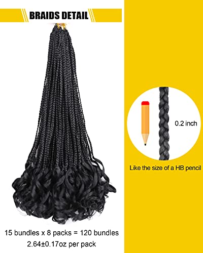 French Curl Crochet Braids 22 Inch 8 Packs French Curly Braiding Hair Goddess Box Braids Crochet Hair For Black Women Pre Looped Crochet Box Braids With Curly Ends Pre Braided French Curl Braiding Hair (22 Inch, 1B) #TOP5