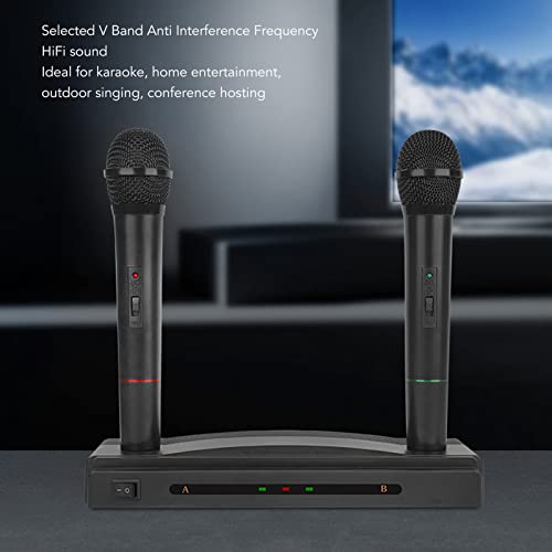 Sistema de Microfones Sem Fio, Sistema de Microfone de Mão Dinâmico Sem Fio UHF Recarregável Duplo C