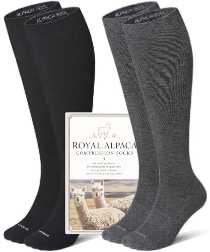 LEVSOX Alpaca Compression Socks for Women Men 15-20 mmHg Support Socks