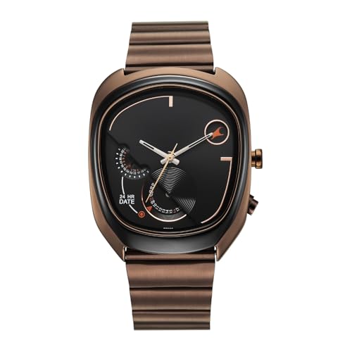 Image of Fastrack Cosmic Tribe Quartz Black Shaped Dial Men's Watch | Stainless Steel Strap Material | Watches for Men Analog - 3327KM01