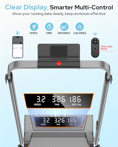 Walking Pad Treadmill with 12% Incline & Handle Bar Height Adjustable, One-click MUTE Walking Pad with Incline 3 Level, 3.5HP Foldable Walking Pad Treadmills for Home Office Small 350lbs, Remote & APP