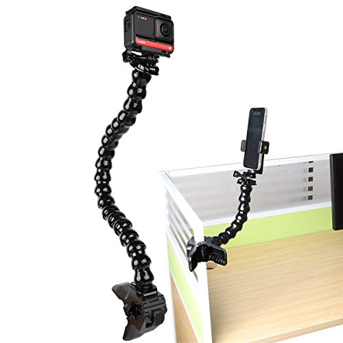 Pellking Jaws Flex Clamp Smartphone Mount With Adjustable Gooseneck（19 Sections） Compatible With Iphone Samsung,And Gopro Hero 10,9,8,7,6,5,4,, 3+, 2, 1, Dji Osmo Action Akaso Camera Mounts #TOP7