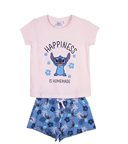 CERDÁ LIFE'S LITTLE MOMENTS Niña de Stitch Algodon 100% de 2 Piezas [ Camiseta + Pantalon Pijama Niño ] -Licencia Oficial Disney, Azul, 4 Años para Niñas