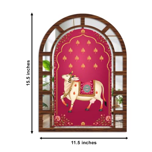 Image of Artvibes Artistic Jharokha Mirror Wall Decor | Home Decoration for Bedroom, Hall, Temple Room, Office, Foyer, Dining Area & Entrance | Gift (WHJ 12024N), Set of 2
