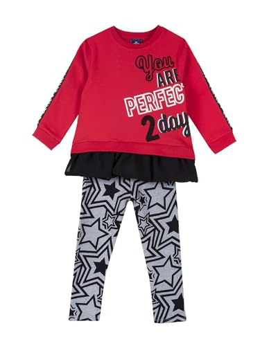 Sweat Chicco rouge fille et legging pour l'école et le jeu