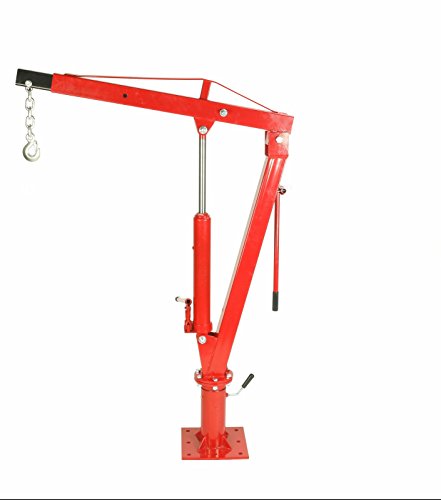 Dragway Tools 2000 LBS Swivel Base Hydraulic Engine Hoist Foldable Davit Crane fits Pickup Truck with Removable Base