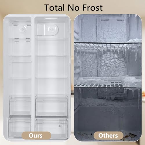 Image of Electactic 18.1 Cu. Ft. Side by Side Refrigerator with Freezer, 2-Door Refrigerator with Built-in Ice Maker, Water Dispenser, Garage Ready Freezer with Digital Temperature Control, White