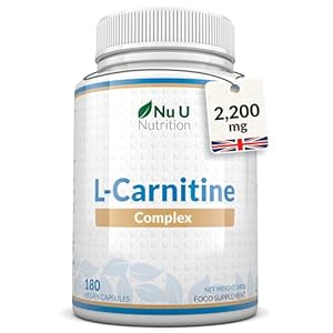 L-Carnitine Complex 2200mg – 180 High Strength Vegan Capsules – with Riboflavin, Biotin, Chromium, Vitamin D, B3 & B6 – L Carnitine Tartrate Supplement – Made in The UK – Nu U Nutrition