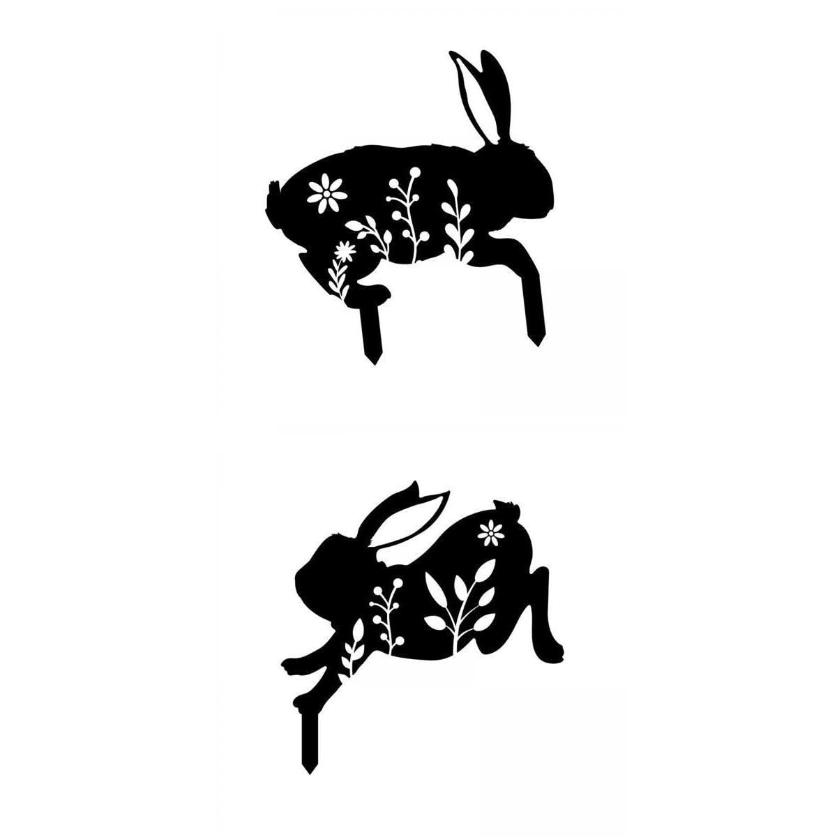 2 Garden Stakes Rabbit Acrylic Garden Statues Decorative for Outdoor Decor-image-13