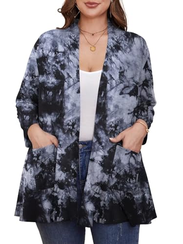 Image of BELAROI Plus Size Lightweight Cardigan Sweaters for Women Casual Open Front 3 /4 Sleeve Cover Up