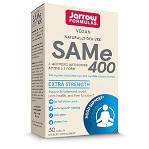 Jarrow Formulas SAMe 400 mg – 30 Tablets – Highest Concentration of Active S,S Form – Supports Joint Health, Liver Function, Brain Metabolism, Mood & Antioxidant Defense – 30 Servings