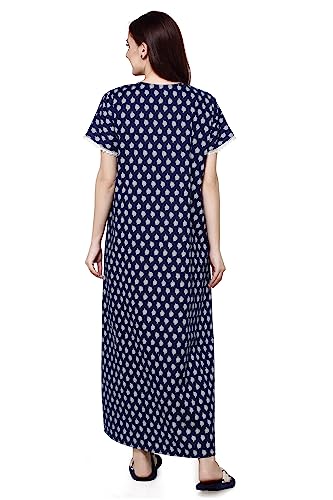 Image of Evolove Women's Cotton Long Maxi Maternity Feeding Night Gown with Pockets, Super Soft Comfortable (LNG-Feeding)