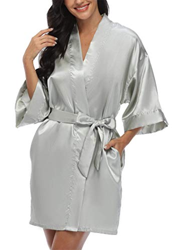 Image of Giova Women Bridal Robe for Bride and Bridesmaid Getting Ready Wedding Party Bathrobe