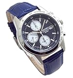SEIKO クロノグラフ 腕時計 本革ベルトセット 国内セイコー正規流通品 ネイビー ブルーベルト SND365P1-BL [並行輸入品]
