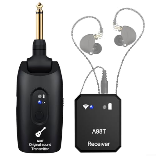 VRTYVEYBB 2.4GHz Wireless In-Ear Monitor System Transmitter Receiver Set Low Latency High Anti-Interference 100ft Range 8hrs Battery for Studio Band Rehearsal Live Performance