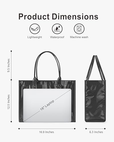 Bolso tote grande de PVC para mujer con asas miniatura 4