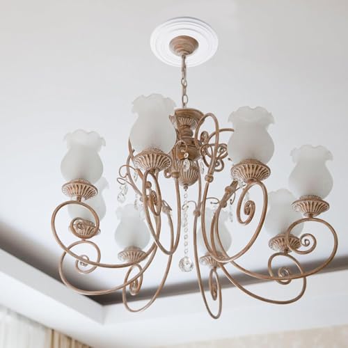Image of INCRERWAY 1PC Plain Ceiling Medallion, Split Decorative Ceiling Ring for Chandelier Light Fixture Ceiling Decor, Simple Surface Design Inner Diameter 13cm