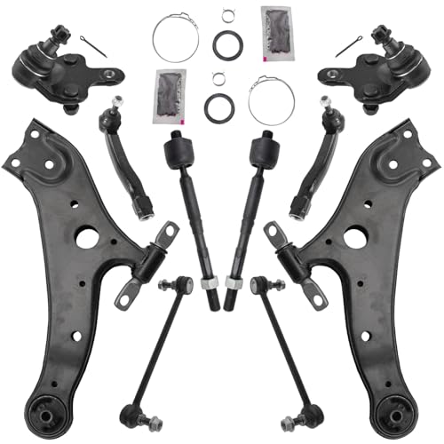 TRQ Front Steering and Suspension Kit Tie Rods Control Arms Ball Joints Sway Bar Links Compatible with...