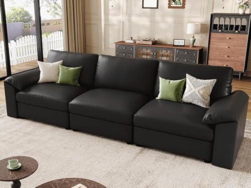 Image of EASE MOOSE Oversized 3 Seat Modular Sectional Sofa, Sectional Couch, Black