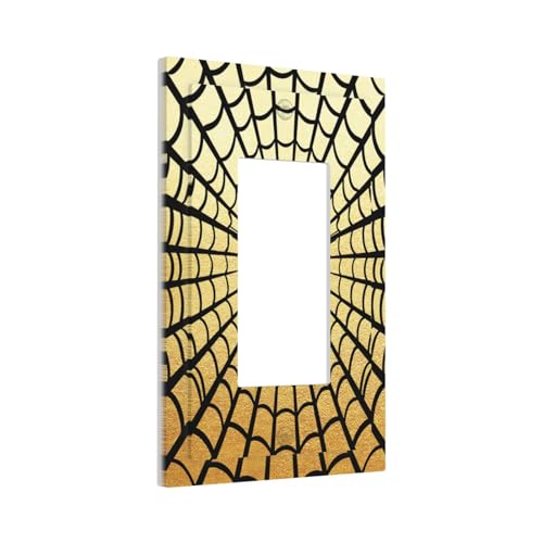 Decorative Outlet Covers Black Spider Spiderweb on Golden Background 1 Gang Rocker Light Switch Cover Plate Single Decora Light Switch Covers Wall Plate Faceplate for Home Decor