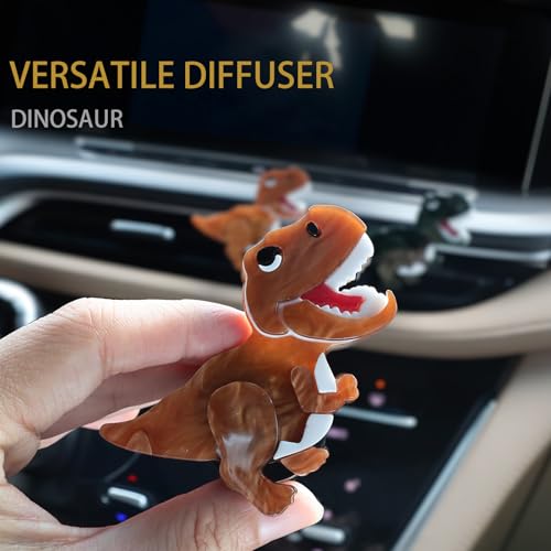 Image of ORIESSE Dinosaur Car Accessories,Cute Cartoon Car Air Freshener Vent Clip,Funny Dashboard Decor for Women Teens,Refillable Aroma Diffuser with T-Rex Design